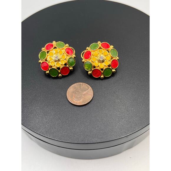 Jose Barrera For Avon Vintage 1994 
Hibiscus Pendant and Clip On Earrings Set - Picture 5 of 9